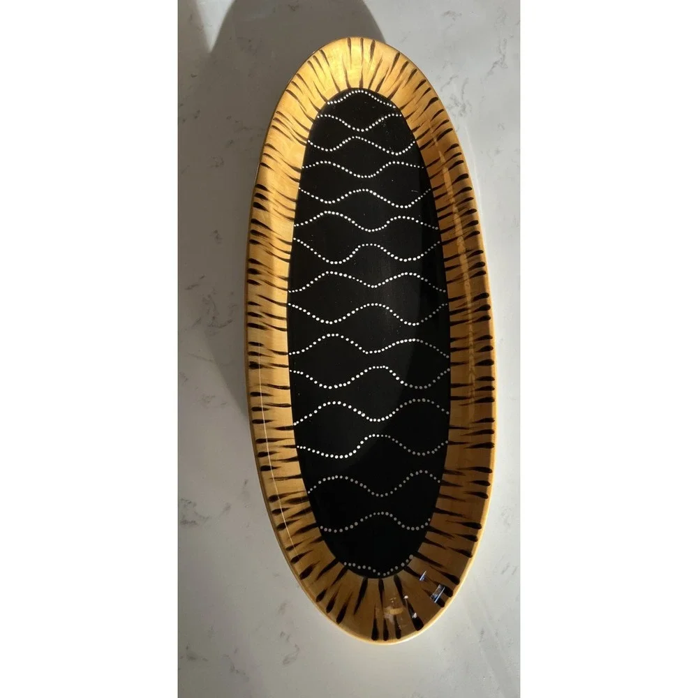 Vintage Raymond Waites Tiger Stripe Dots Oval‎ Serving Platter 21